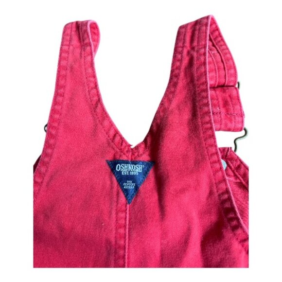 VINTAGE OshKosh B'Gosh RED BIB VESTBACK 100% COTTON OVERALLS SIZE 24 MONTHS - Picture 6 of 7